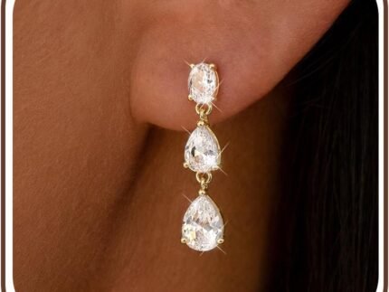14K Gold Plated Drop Dangle Earrings for Women Bridal Wedding Prom