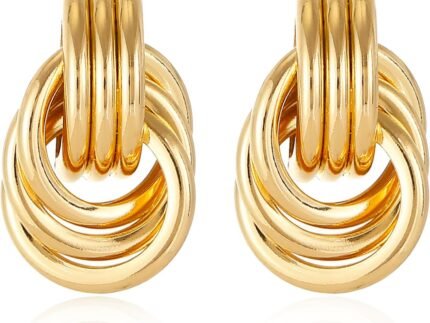 14K Gold Silver Plated Earrings for Women Chunky Statement Jewelry