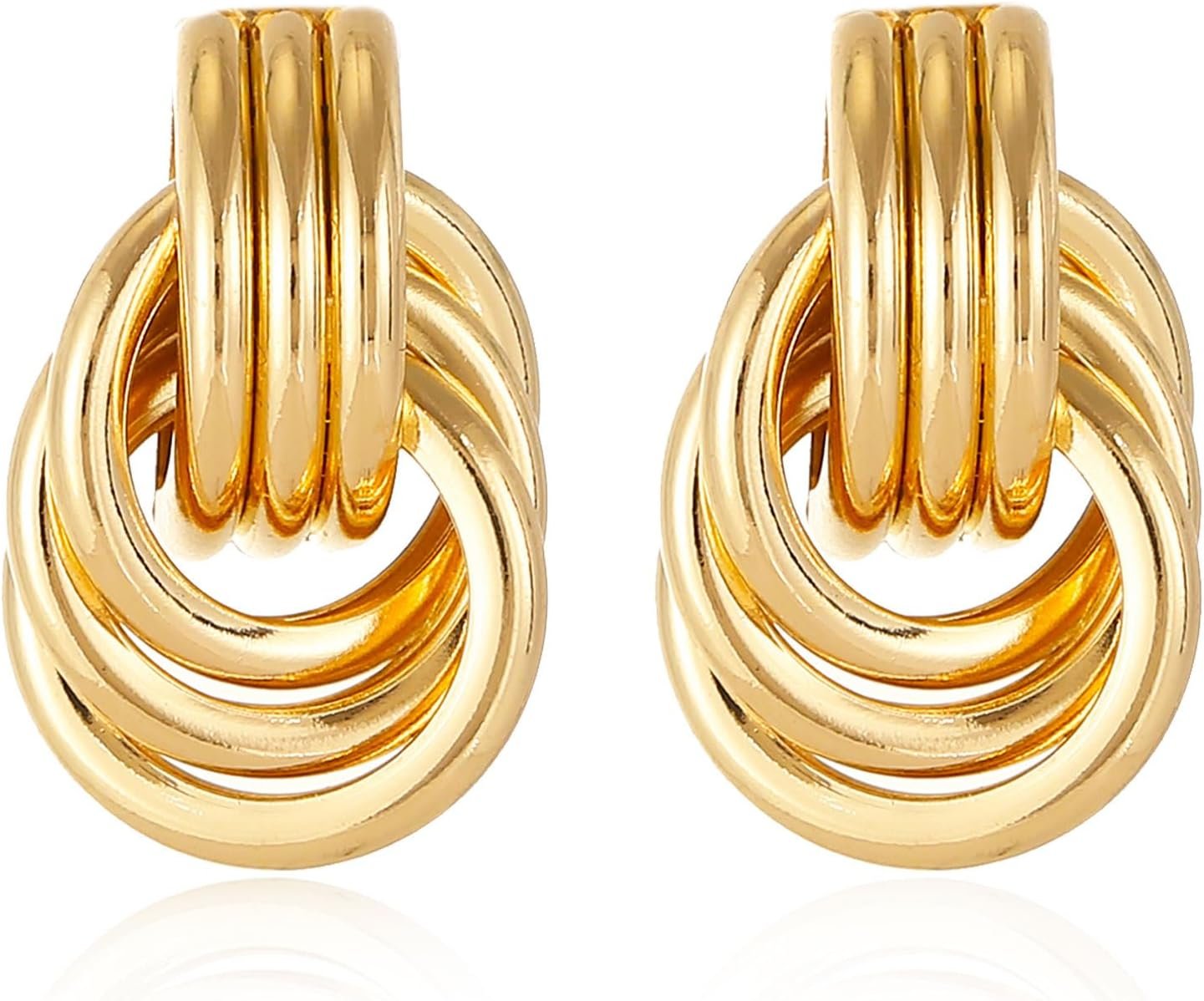 14K Gold Silver Plated Earrings for Women Chunky Statement Jewelry 14K Gold Silver Plated Earrings for Women Chunky Statement Jewelry