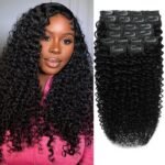 16 Inch Curly Clip in Hair Extensions Real Human Hair 110g 8pcs 20 Clips Curly Clip ins Human Hair Brazilian Remy Human Hair Clip in Extensions Full Head for Women Natural Color