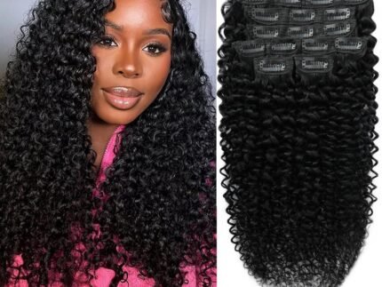 16 Inch Curly Clip in Hair Extensions Real Human Hair 110g 8pcs 20 Clips Curly Clip ins Human Hair Brazilian Remy Human Hair Clip in Extensions Full Head for Women Natural Color