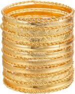 16Pcs Gold Bangle Bracelets for Women – Multi Layer Stackable Textured Bracelets Boho Jewelrys Set.