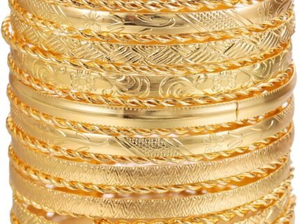 16Pcs Gold Bangle Bracelets for Women – Multi Layer Stackable Textured Bracelets Boho Jewelrys Set.