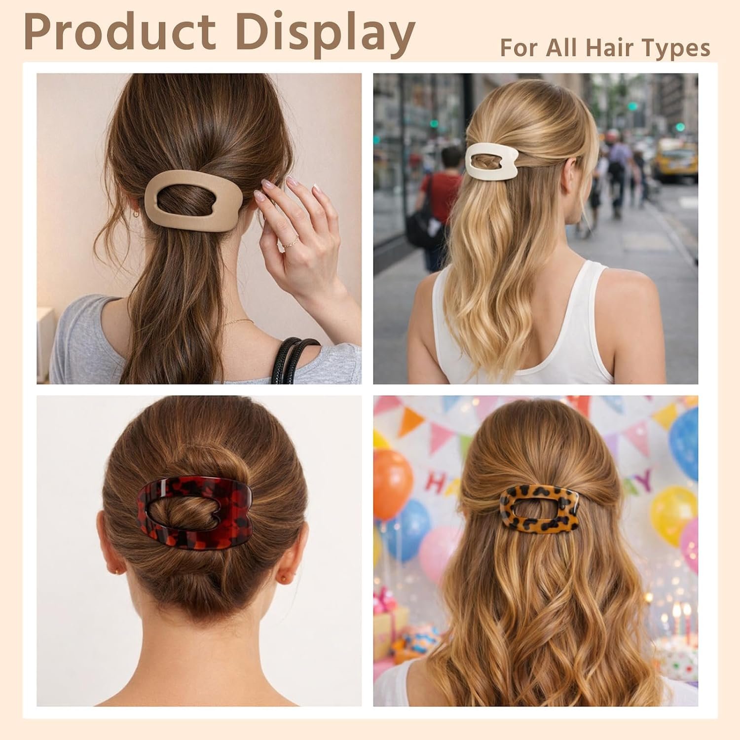 1790867581 4 Pack Duckbill Hair Clips for WomenFlat Claw DesignSolid ColorCasual Elegant for Thick or Thin HairSuitable for All Hair Lengths
