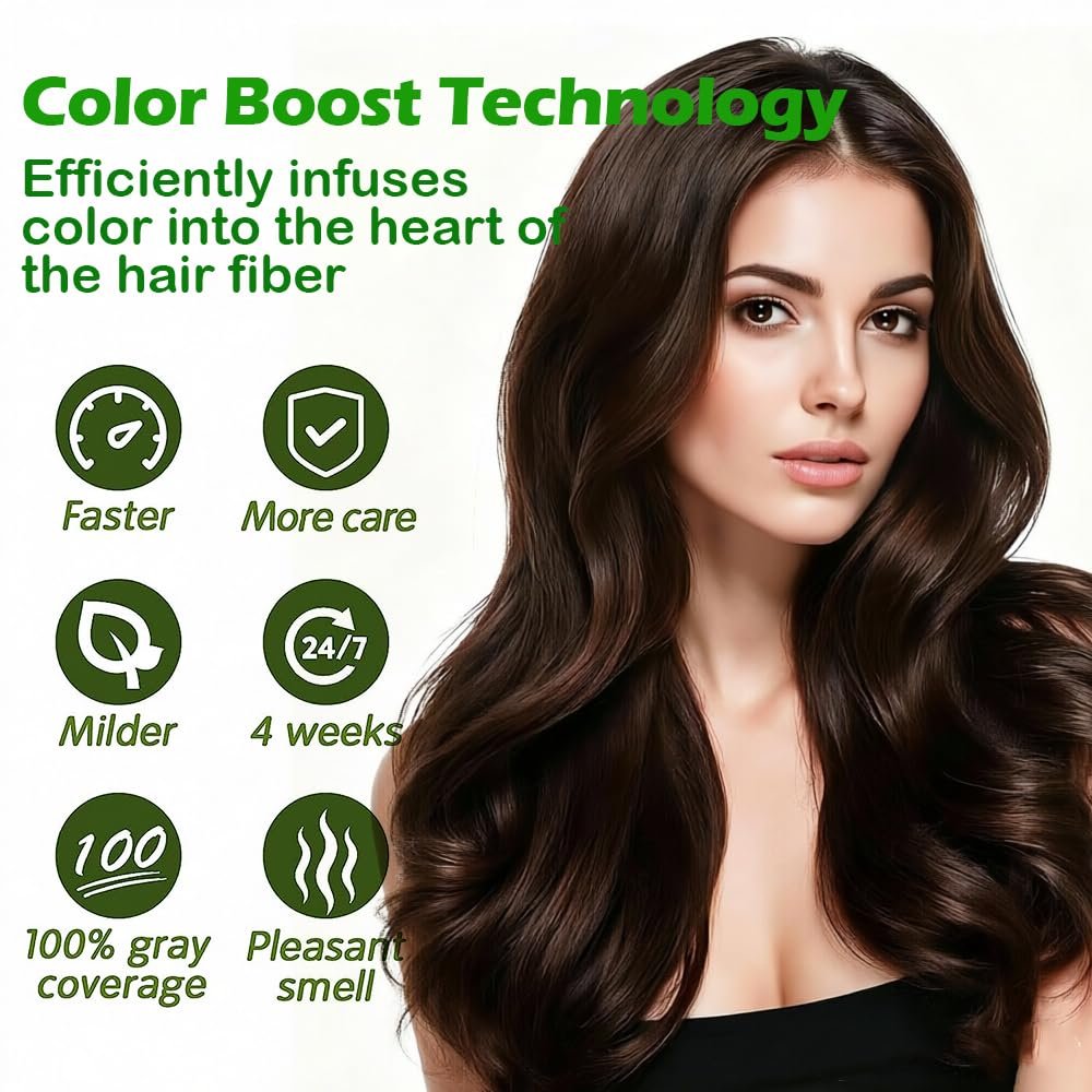 1790878902 Black Hair Dye Shampoo for Women and Men Hair Color Shampoo for Gray Hair Coverage Permanent Shampoo Hair Dye for Color Treated Hair Natural Herbal Ingredients 14.8FL.OZ Dark Brown