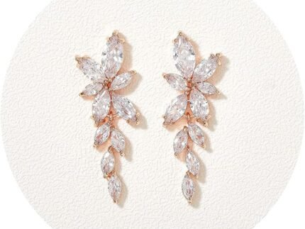 SWEETV Marquise Cubic Zirconia Bridal Earrings, Elegant Wedding Earrings for Brides Bridesmaids, Crystal Formal Drop Earrings for Women Jewelry Gifts