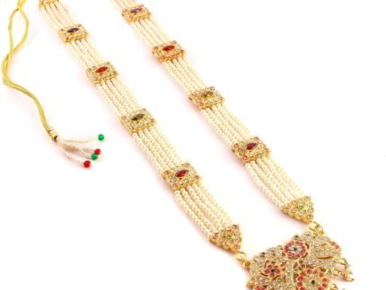 JewarHaat Indian Gold Plated Necklace Set Multi-Stones Pearls Polki Grand Moti Rani Haar Ad Cz Fashion Jewelry With Out Earrings for Women