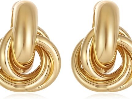 14K Gold Silver Plated Earrings for Women Chunky Statement Jewelry