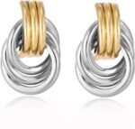 14K Gold Silver Plated Earrings for Women Chunky Statement Jewelry