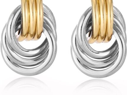 14K Gold Silver Plated Earrings for Women Chunky Statement Jewelry