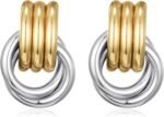 14K Gold Silver Plated Earrings for Women Chunky Statement Jewelry