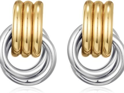 14K Gold Silver Plated Earrings for Women Chunky Statement Jewelry