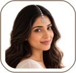 STONEFANS Silver Maang Tikka Headpiece for Women, Indian Forehead Jewelry