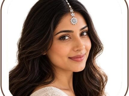 STONEFANS Silver Maang Tikka Headpiece for Women, Indian Forehead Jewelry