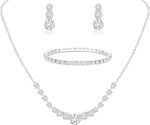 Jstyle Silver Jewelry Set for Women Sparkly Crystal Wedding Accessories