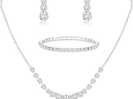 Jstyle Silver Jewelry Set for Women Sparkly Crystal Wedding Accessories