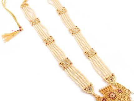Jewar Necklace Set Pearls Polki Grand Moti Rani Haar Ad Cz Multi Stone Long Jewelry With Out Earrings for Women