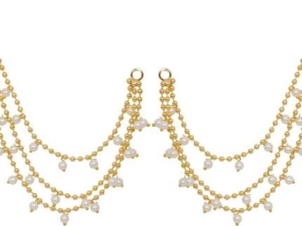 Indian Gold Pearl Kaan Chain for Earrings Ethnic Tradiitonal Kaan Chain for Dangle Earrings Jewelry for Women