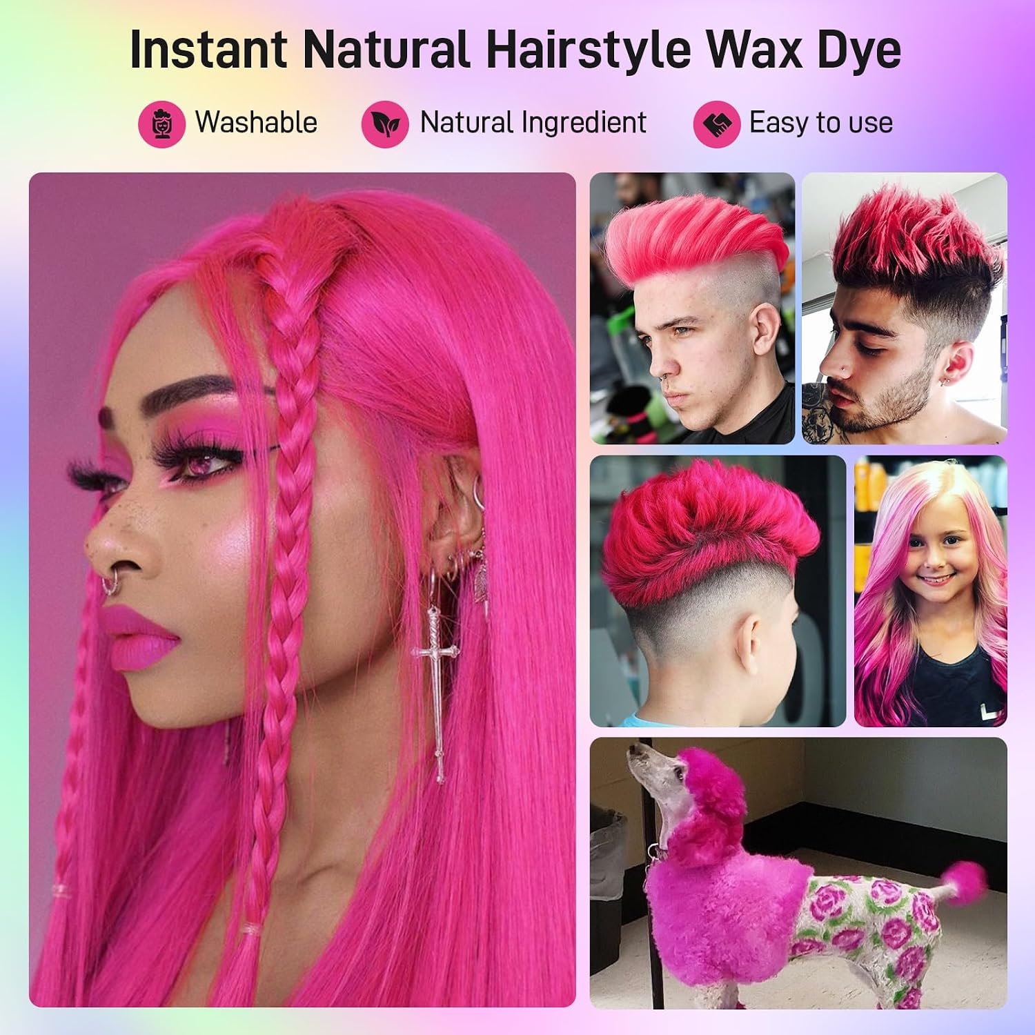 1790949692 Passion Red Temporary Hair DyeTemporary Hair Color WaxNatural Washable Hair Dye Temp Hair Color for Women Men Kids Party Cosplay Halloween