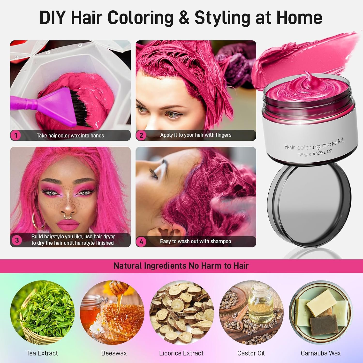 1790949694 Passion Red Temporary Hair DyeTemporary Hair Color WaxNatural Washable Hair Dye Temp Hair Color for Women Men Kids Party Cosplay Halloween