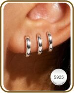 Jewelry for Her Gift 3 Pairs 925 Sterling Silver Earrings for Women Non Tarnish 14K Gold Plated Small Hypoallergenic Huggie Hoops Cartilage Stack Earring Sets for Multiple Piercing