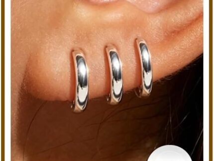 Jewelry for Her Gift 3 Pairs 925 Sterling Silver Earrings for Women Non Tarnish 14K Gold Plated Small Hypoallergenic Huggie Hoops Cartilage Stack Earring Sets for Multiple Piercing