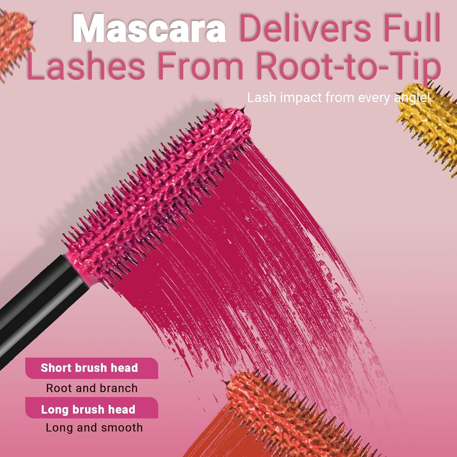 1790964280 3pcs Colored Mascara Set Colorful Pink Orange Purple Color Mascara