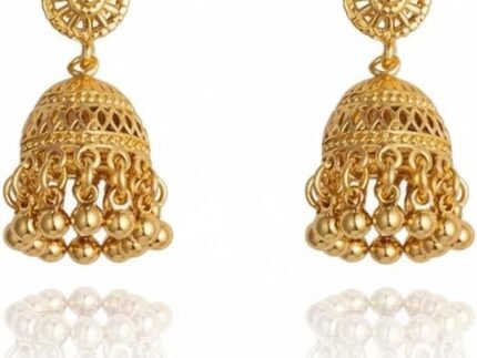 Indian Earrings for Women Gold Jhumkas Indian Earrings Dangle Chandelier Boho Jewelry Lightweight
