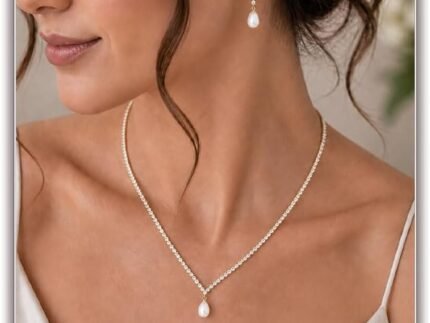 STONEFANS Gold/Silver Jewelry Sets for Women – Dainty Silver Rhinestone Necklace Earring Set Crystal Wedding Jewelry Sets for Brides Prom Accessories Bridesmaid Gifts