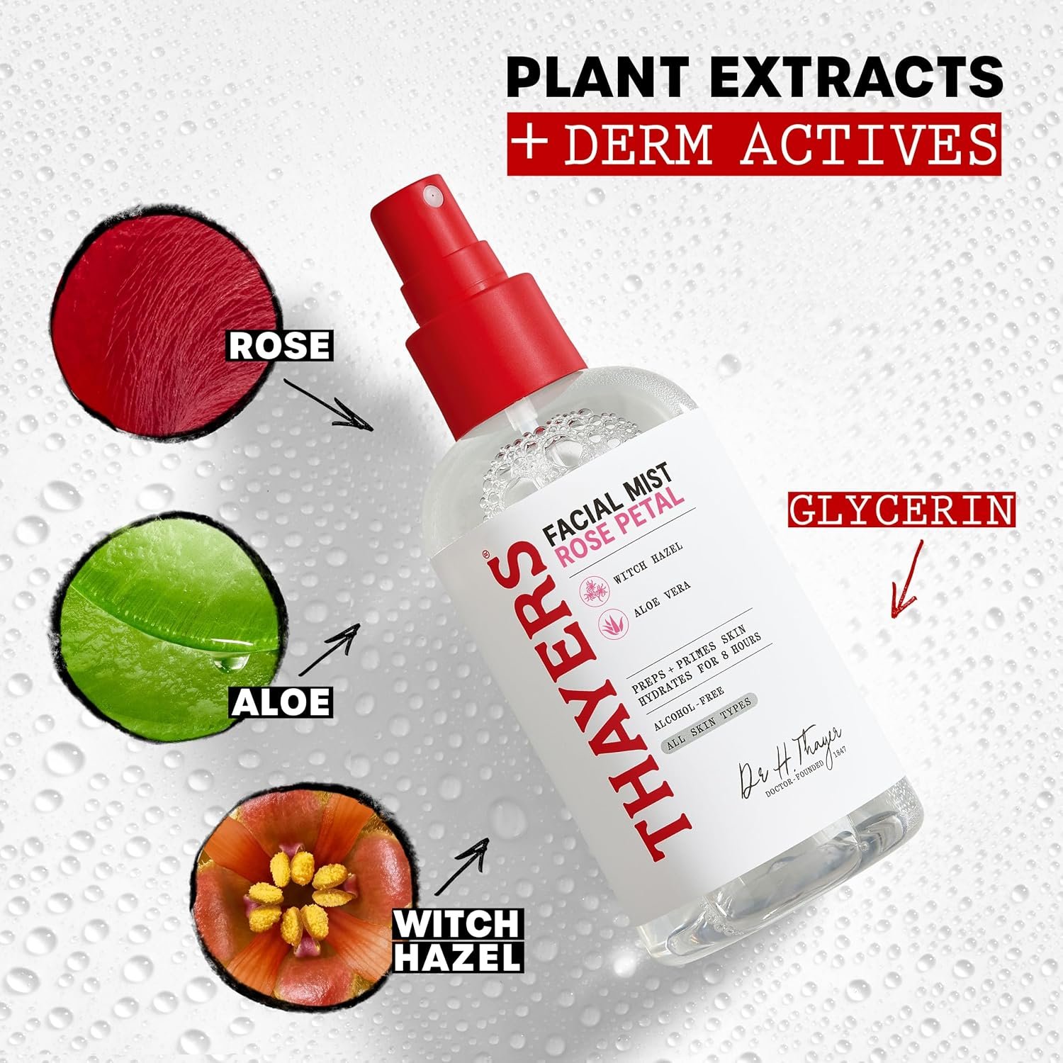 1790972719 Thayers Alcohol Free Witch Hazel Facial Mist Toner with Aloe Vera Rose Petal Soothing and Hydrating for All Skin Types Trial Size 3 oz