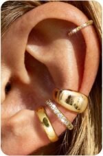 4Pairs 14K Gold Plated Ear Cuff Earrings for Women Non Piercing Jewelry