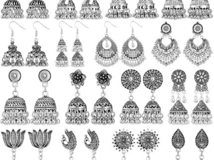 Nosiny 16 Pairs Jhumkas Indian Earrings for Women