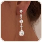 Dangle Tassel Earrings for Women Trendy, 14K Gold/Silver Plated Dainty Dangling Long Chain Drop Earring Dangly Prom Bride Wedding CZ Earring Fashion Jewelry Gift