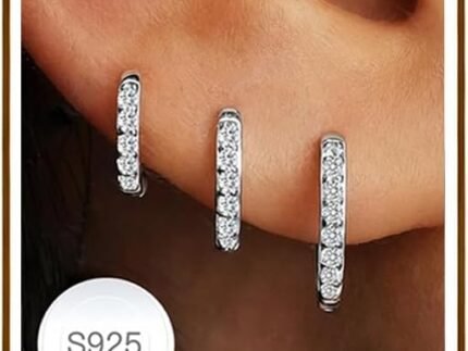 Jewelry for Her Gift 3 Pairs 925 Sterling Silver Earrings for Women Non Tarnish 14K Gold Plated Small Hypoallergenic Huggie Hoops Cartilage Stack Earring Sets for Multiple Piercing