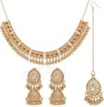 Quelay 3 Pcs Indian Jewelry Set for Women Traditional Kundan