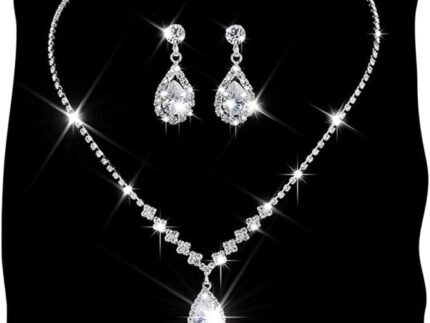 Unicra Bride Crystal Necklace Earrings Set Bridal Wedding Jewelry Sets Rhinestone Choker Necklace Prom Costume Jewelry Set for Women and Brides