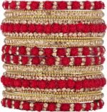 Aheli Ethnic Colorful Metal Bangles Chudha Set Stone Studded Bangle Set Indian Wedding Wear Fashion Jewelry Gift for Women