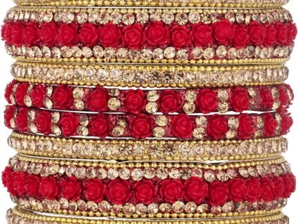 Aheli Ethnic Colorful Metal Bangles Chudha Set Stone Studded Bangle Set Indian Wedding Wear Fashion Jewelry Gift for Women