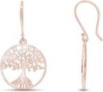 Tree of Life Dangle Drop Earrings for Women 14K Gold Over Sterling Silver