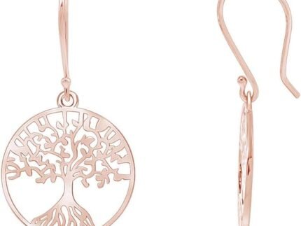 Tree of Life Dangle Drop Earrings for Women 14K Gold Over Sterling Silver