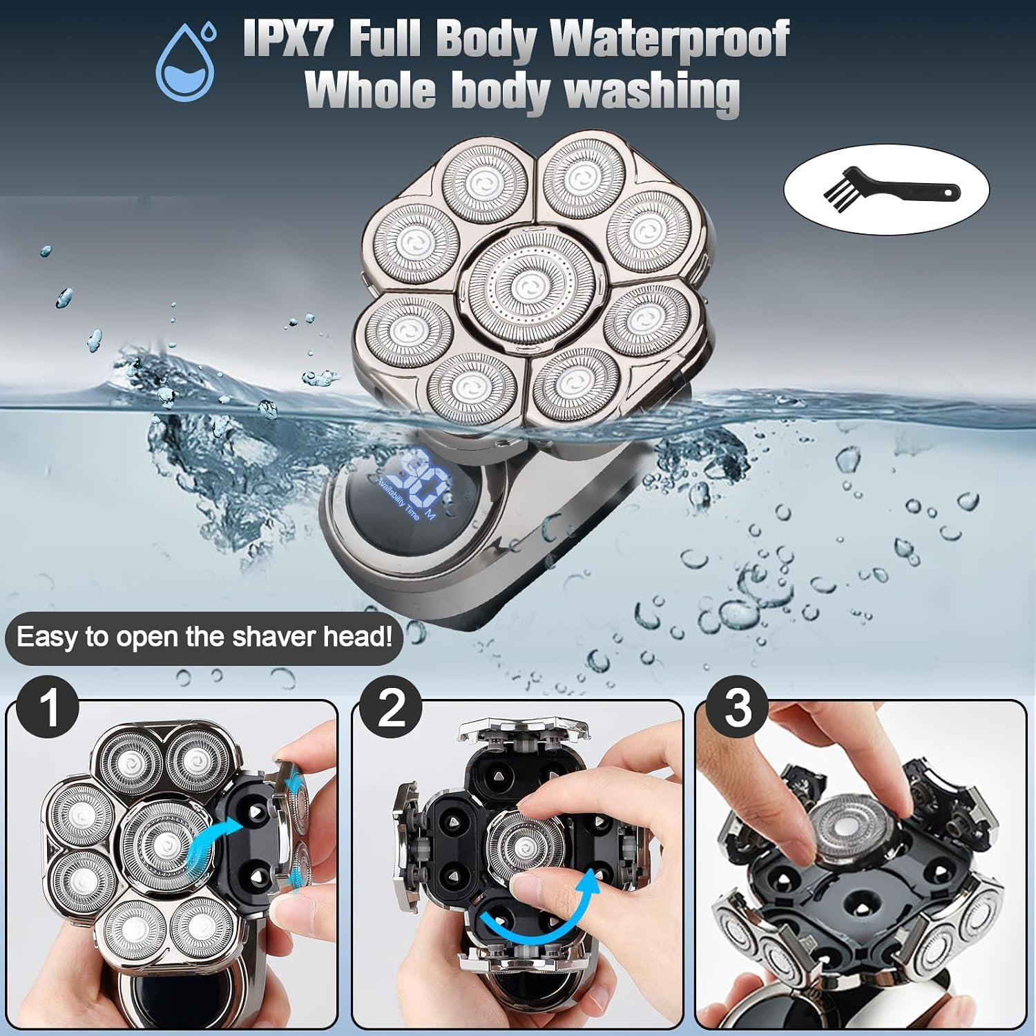 1791001202 Head Shaver for Bald Men 9D Floating Mens Electric Shavers Waterproof WetDry Grooming Kit Razors for Men Cordless Rechargeable Razor Portable Travel Shaver for Skull Gift for Men