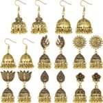 Glenmal 8 Pairs Jhumka Indian Earrings, Women Metal Dangle Earring
