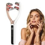Facial Massager with 3D Roller,Lymphatic Drainage Tool for Face,Arm,Leg and Neck massage – Lymphatic Contour Face Brush Lift & Double Chin Reducer (White)