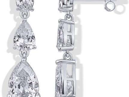 PAVOI 14K Gold Plated CZ Dangle Earrings for Women, Long Bridal Earrings