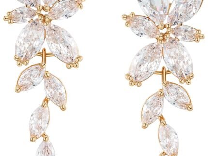 SWEETV Marquise Cubic Zirconia Bridal Earrings, Elegant Wedding Earrings for Brides Bridesmaids, Crystal Formal Drop Earrings for Women Jewelry Gifts