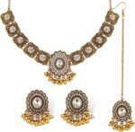 Quelay 3 Pcs Indian Jewelry Set for Women Traditional Kundan