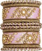 Aheli Traditional Wedding Designer Silk Thread Faux Stone Studded Bridal Bangle Set