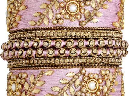 Aheli Traditional Wedding Designer Silk Thread Faux Stone Studded Bridal Bangle Set