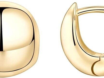 PAVOI 14K Gold Plated Chunky Huggie Earrings for Women, Small Hoop Earrings