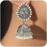 Jhumka Indian Pearl Beaded Earrings Bohemian Crystal Chandelier Earrings Perfect for Ethnic Occasions Women